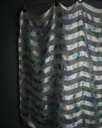 “Yves Saint Laurent” 80’s-90’s Sheer stripe floral silk scarf