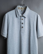 "BURBERRY" Knight logo engraved metal button polo shirt
