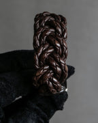 "Vintage intrecciato double buckle leather bracelet"