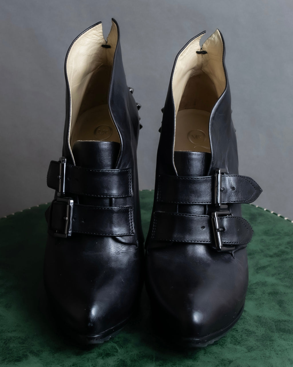 Alexandar McQueen" Studs & belt design heel boots