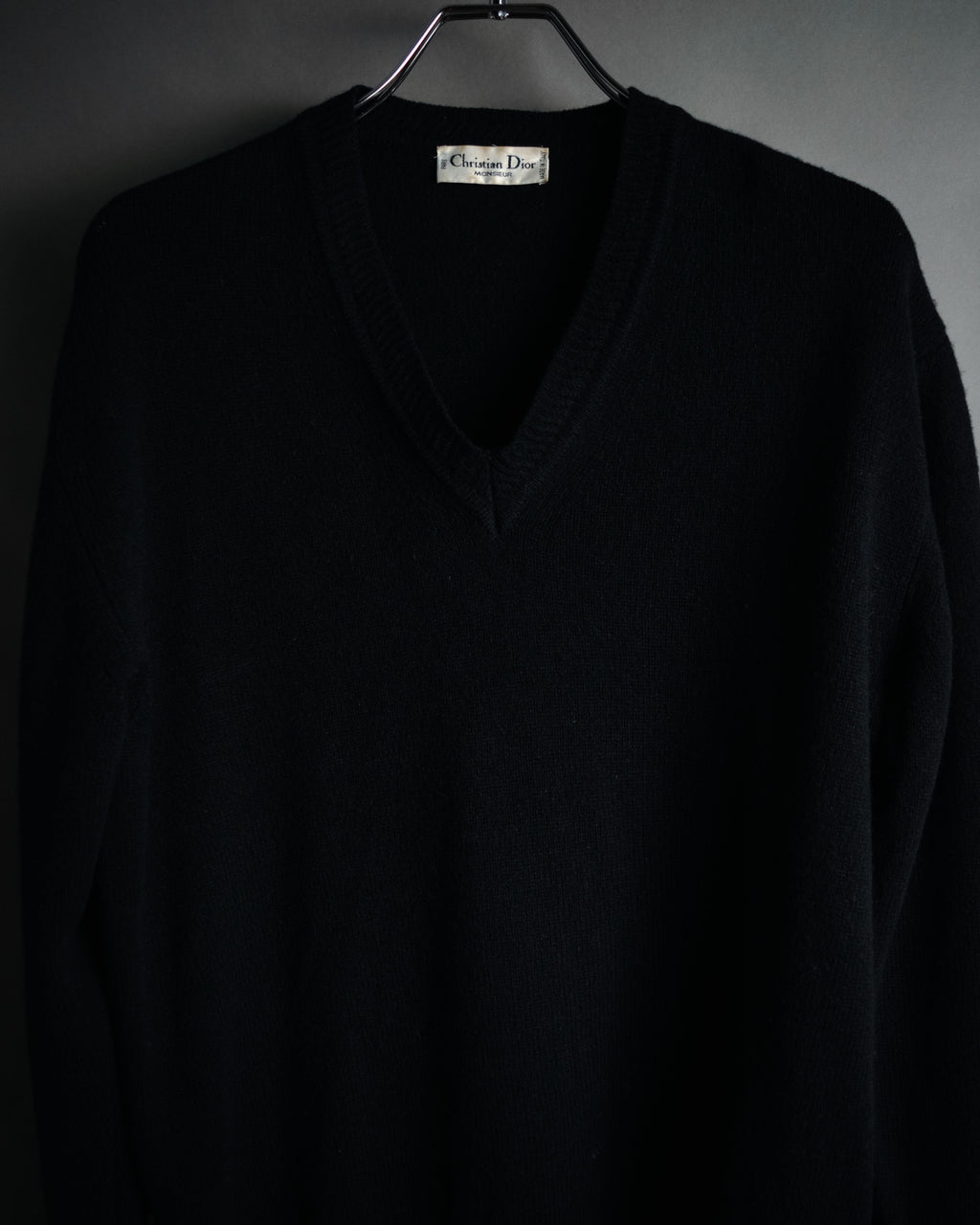 “Christian Dior MONSIEUR” 80’s-90’s Deep v-neck pure wool knit