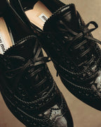 -SPECIAL- “Miu Miu” 2010’s Crystal embellished heel patent leather brogue shoes