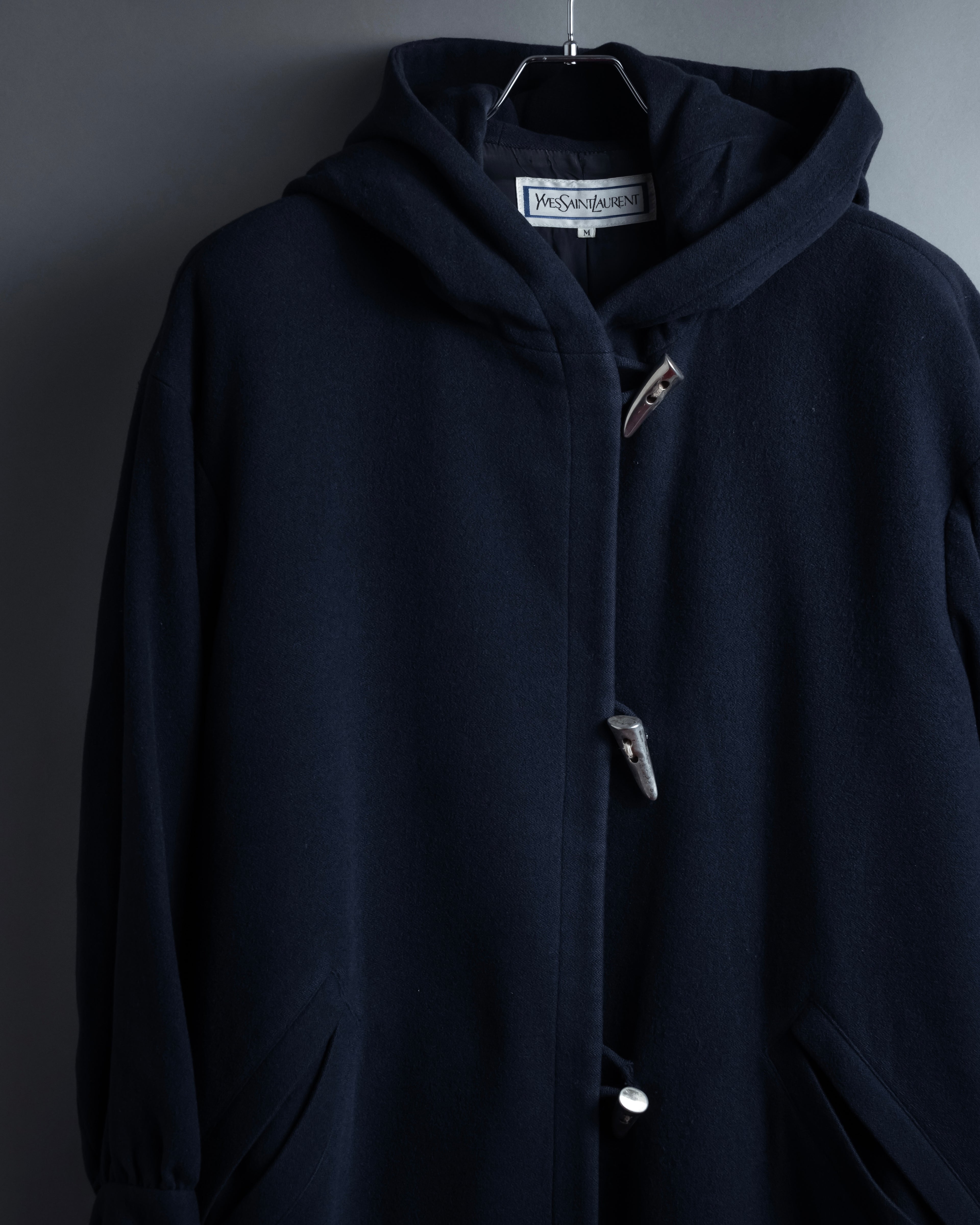 "YVES SAINT LAURENT" Metal toggle design melton wool duffel coat