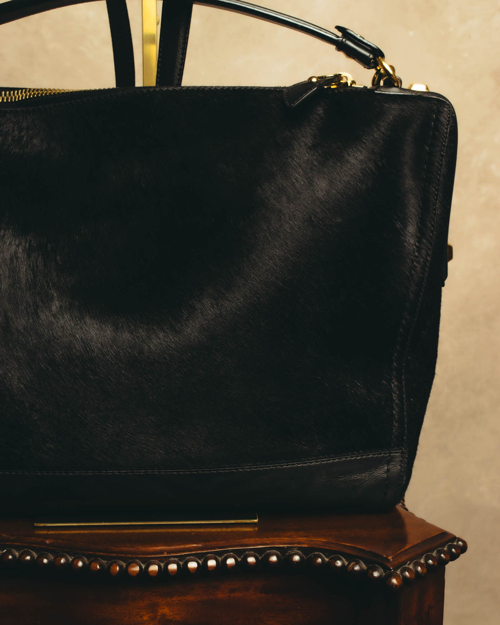 "Salvatore Ferragamo" 90's-00's Textured calf hair shoulder bag