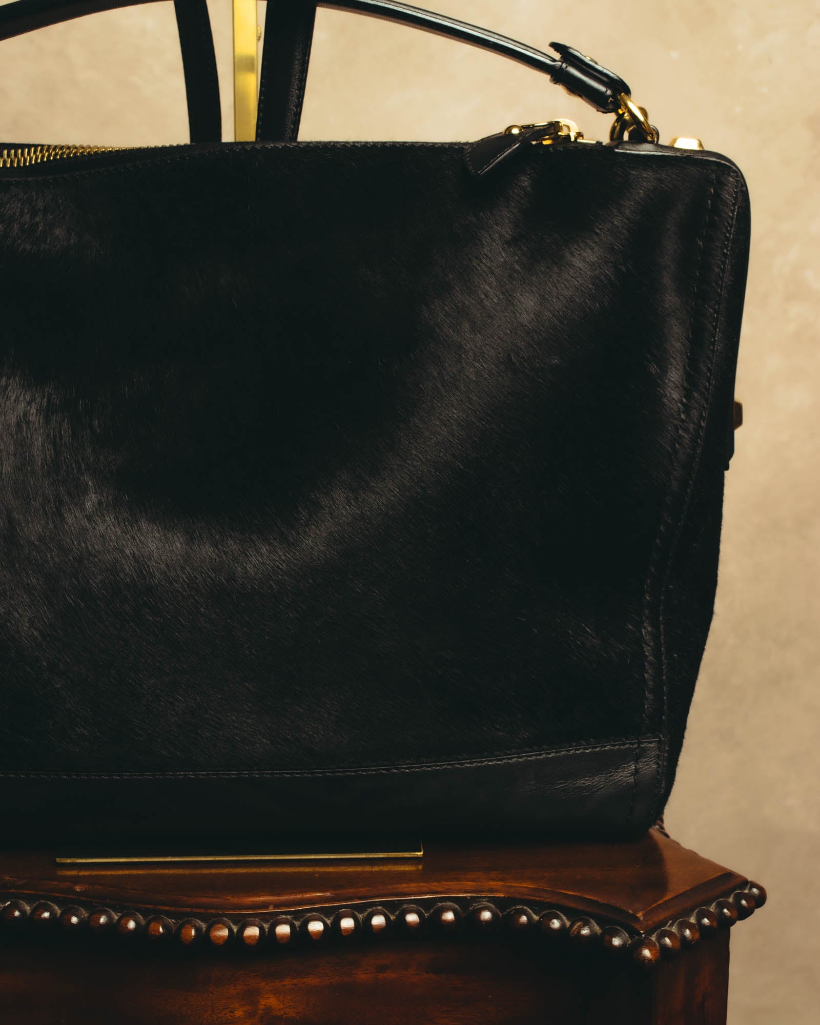 "Salvatore Ferragamo" 90's-00's Textured calf hair shoulder bag