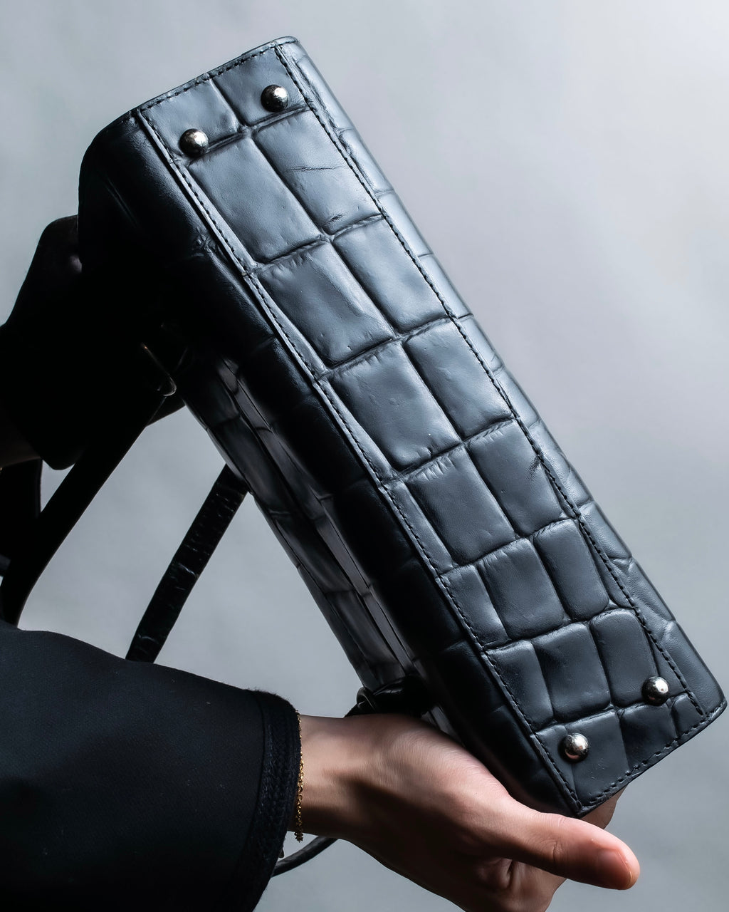 “Jean Paul Gautier” Crocodile-embossed shoulder bag