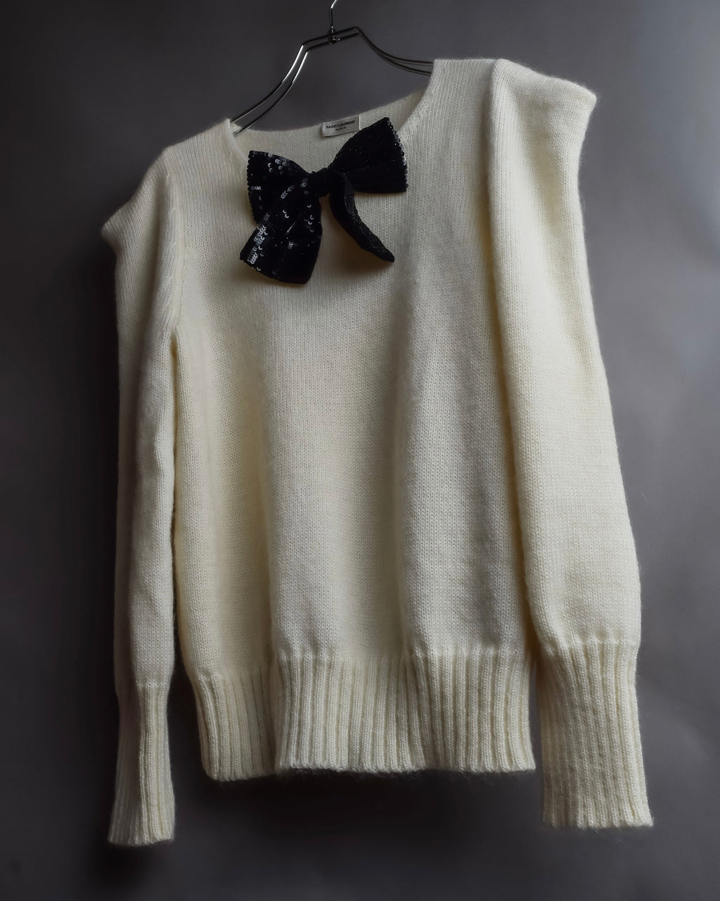 "Saint Laurent" Sequin ribbon design shoulder structure knit