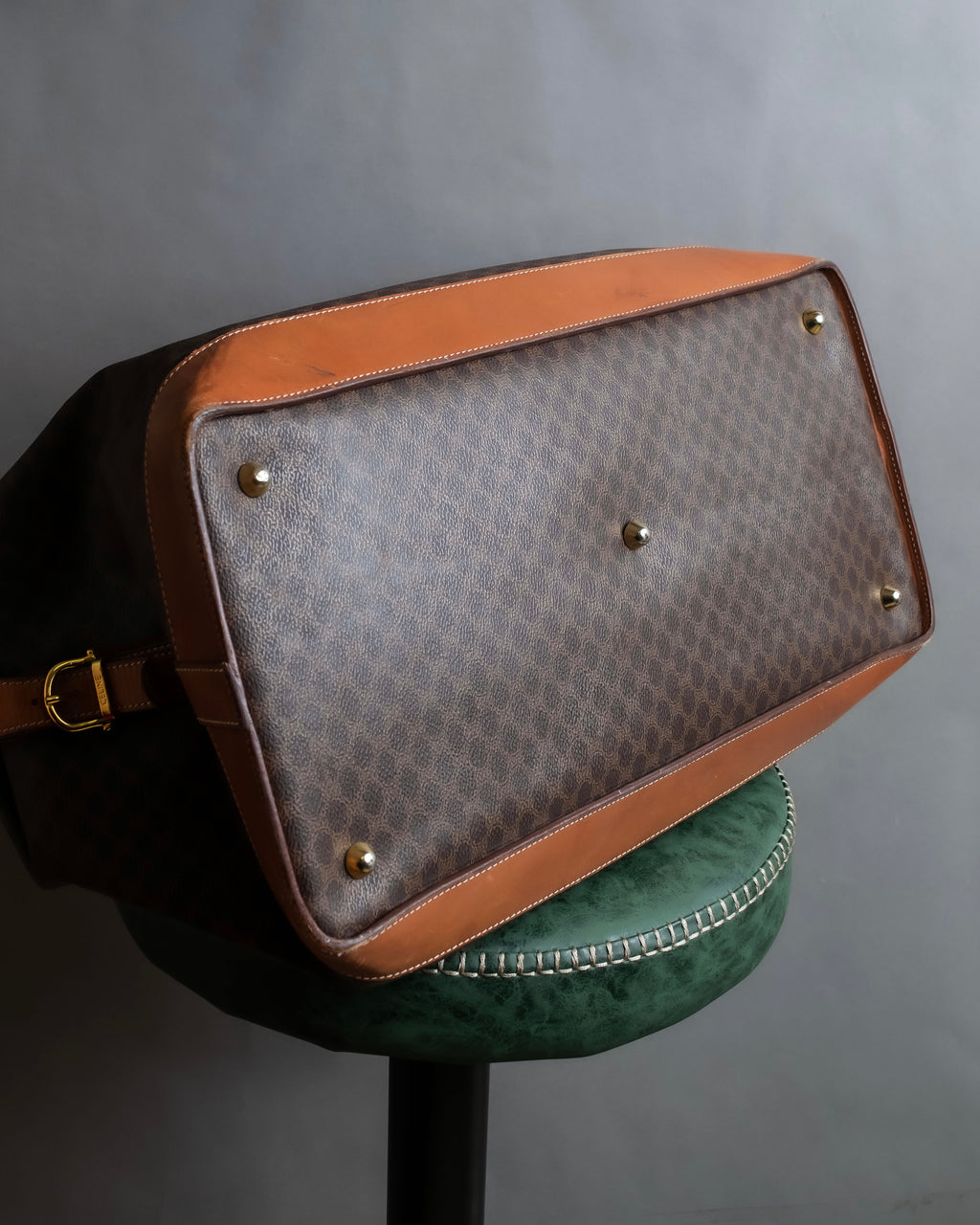 "CELINE" Macadam pattern leather combination boston bag
