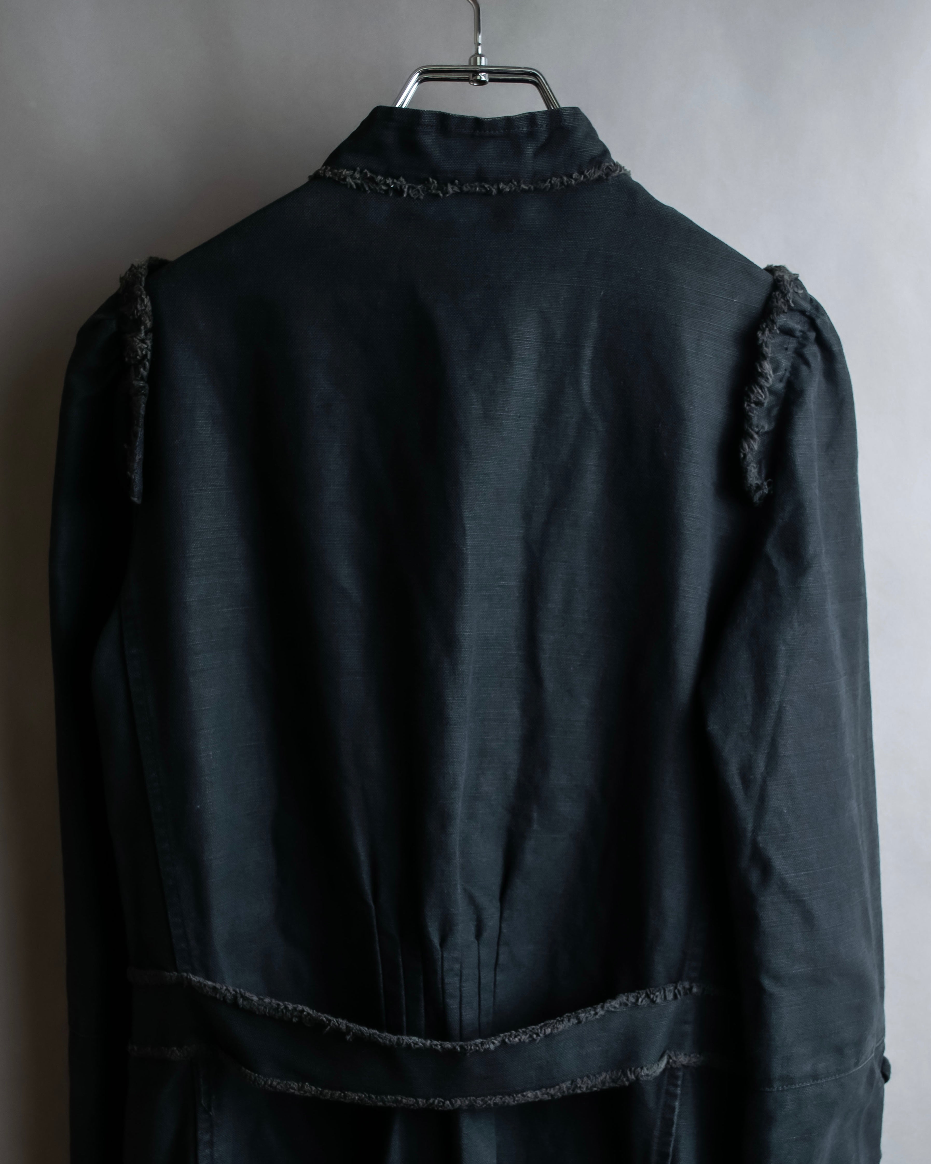 "vanessa bruno" Lace fringe design drawstring cotton linen shirt dress