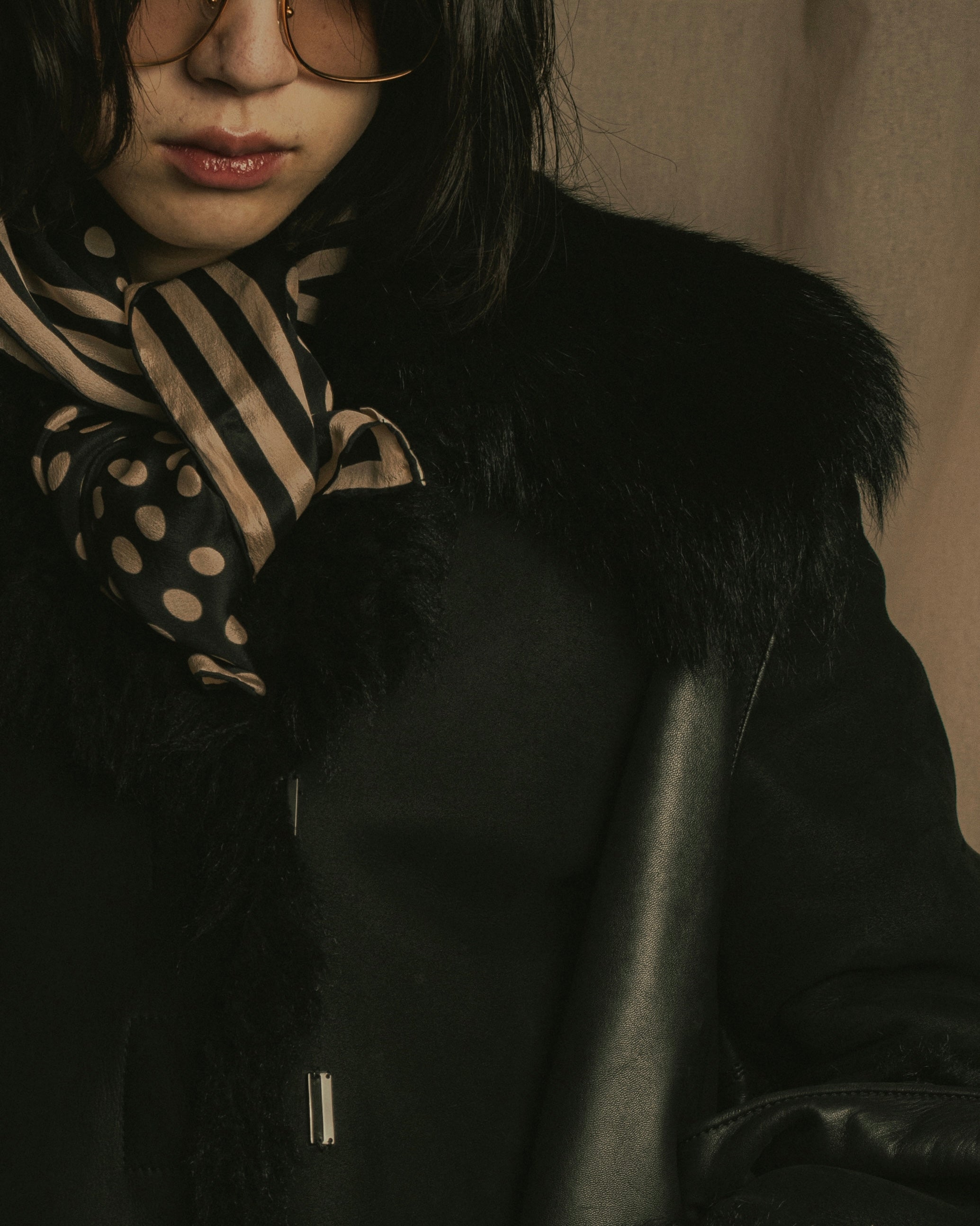 -SPECIAL- "GUCCI" 90's-00's Leather combination fur long coat