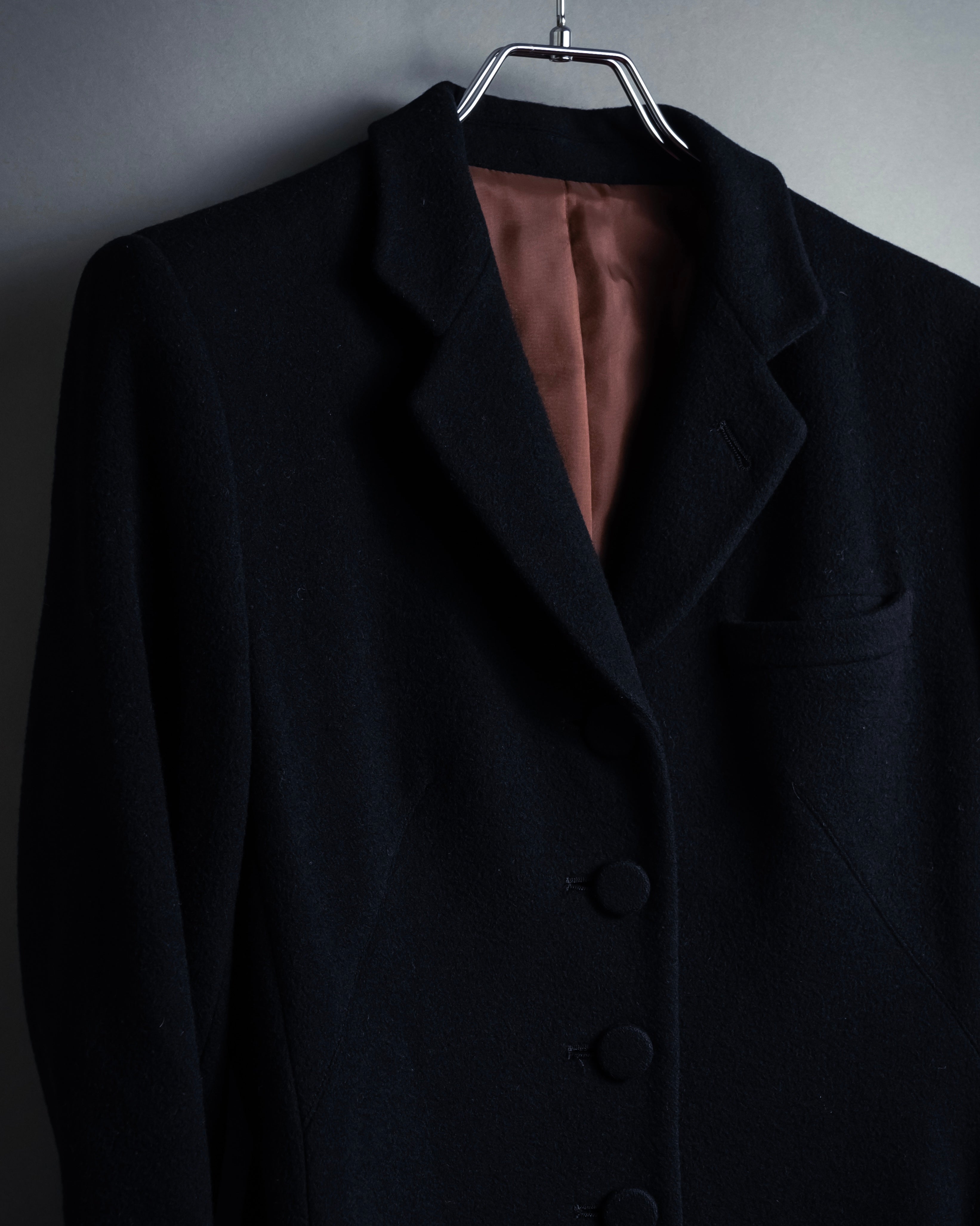 -SPECIAL- "JEAN PAUL GAULTIER"
 90's-00's Waist shape A-line silhouette black color super long coat