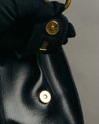 "Salvatore Ferragamo" 90's-00's Vintage iconic gancini pebbled leather dome top handle bag