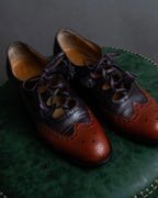 "HERMES" Medallion design combination leather heel shoes