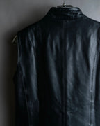 "BALMAIN" Braided detail lamb leather zip-up vest