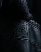 "PIERRE BALMAIN" Oversized double-breasted lamb leather tailored jacket