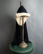 "CELINE" Logo engraved fringe design wool muffler