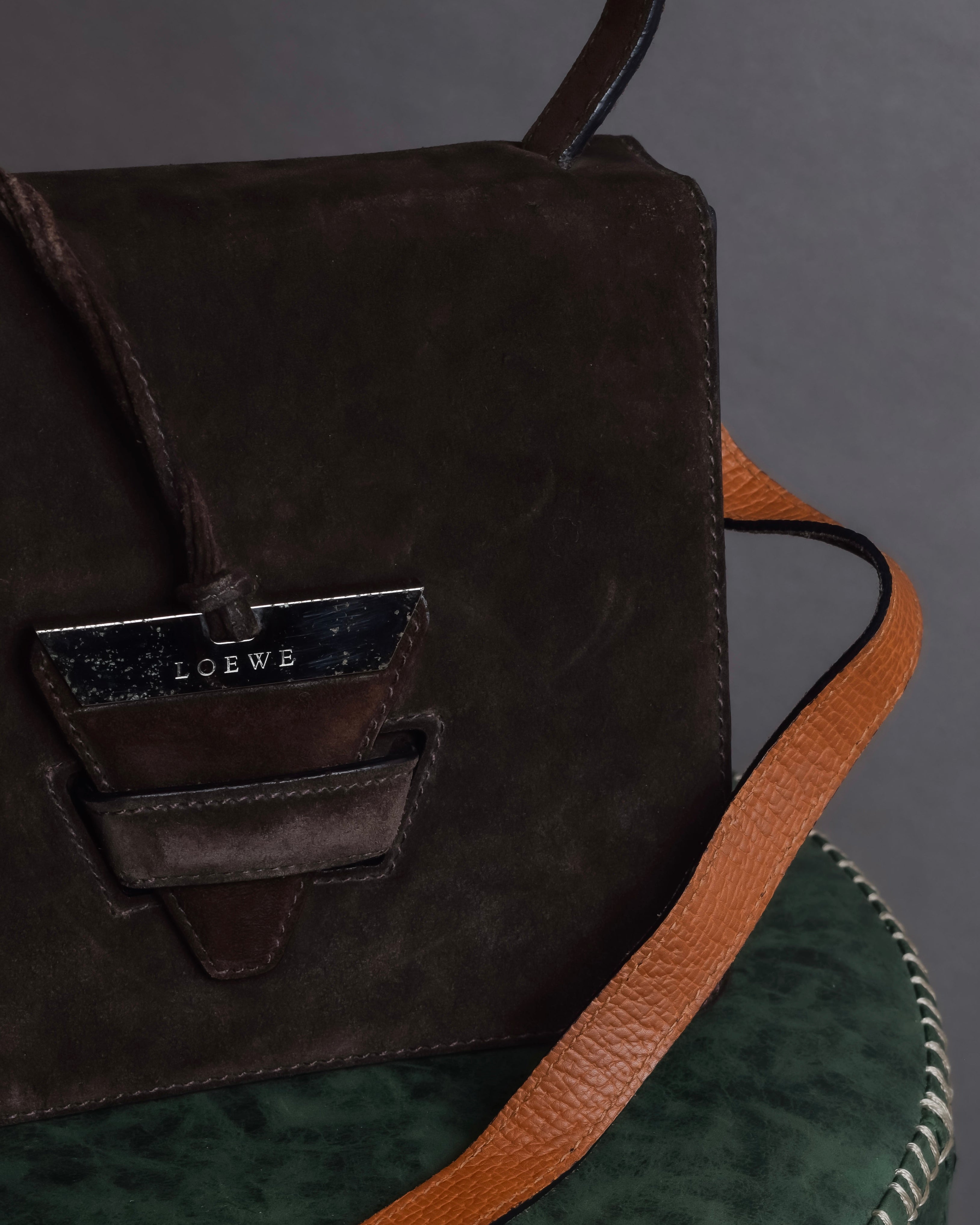 "LOEWE" Textured suede panel barcelona shoulder bag
