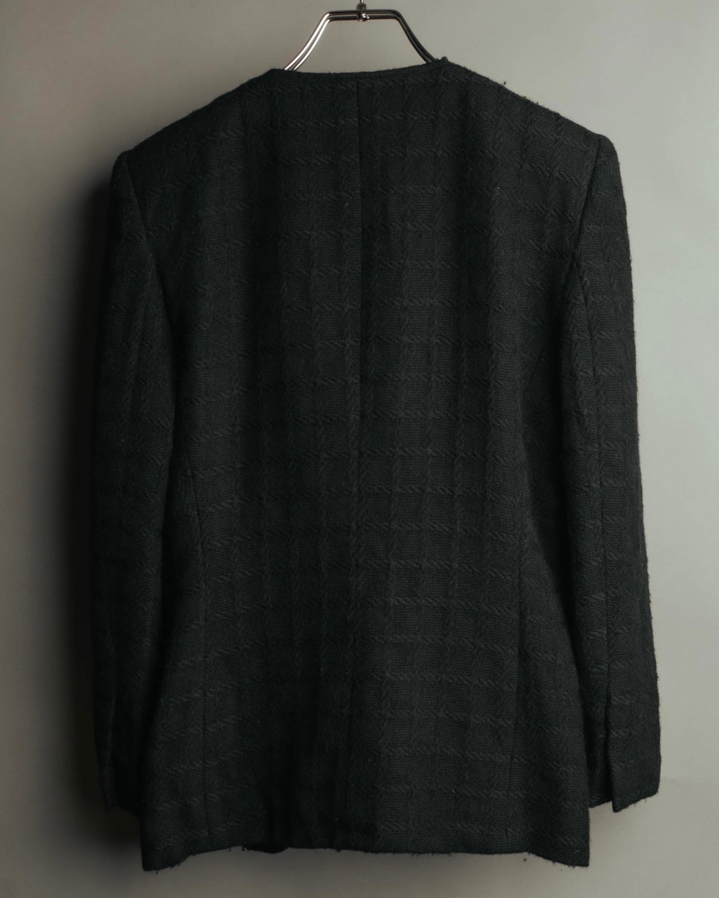 -SPECIAL- "Christian Dior" 80's-90's Textured collarless wool jacket