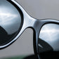 "CHANEL" Rhinestone & Coco mark engraved black lens sunglasses