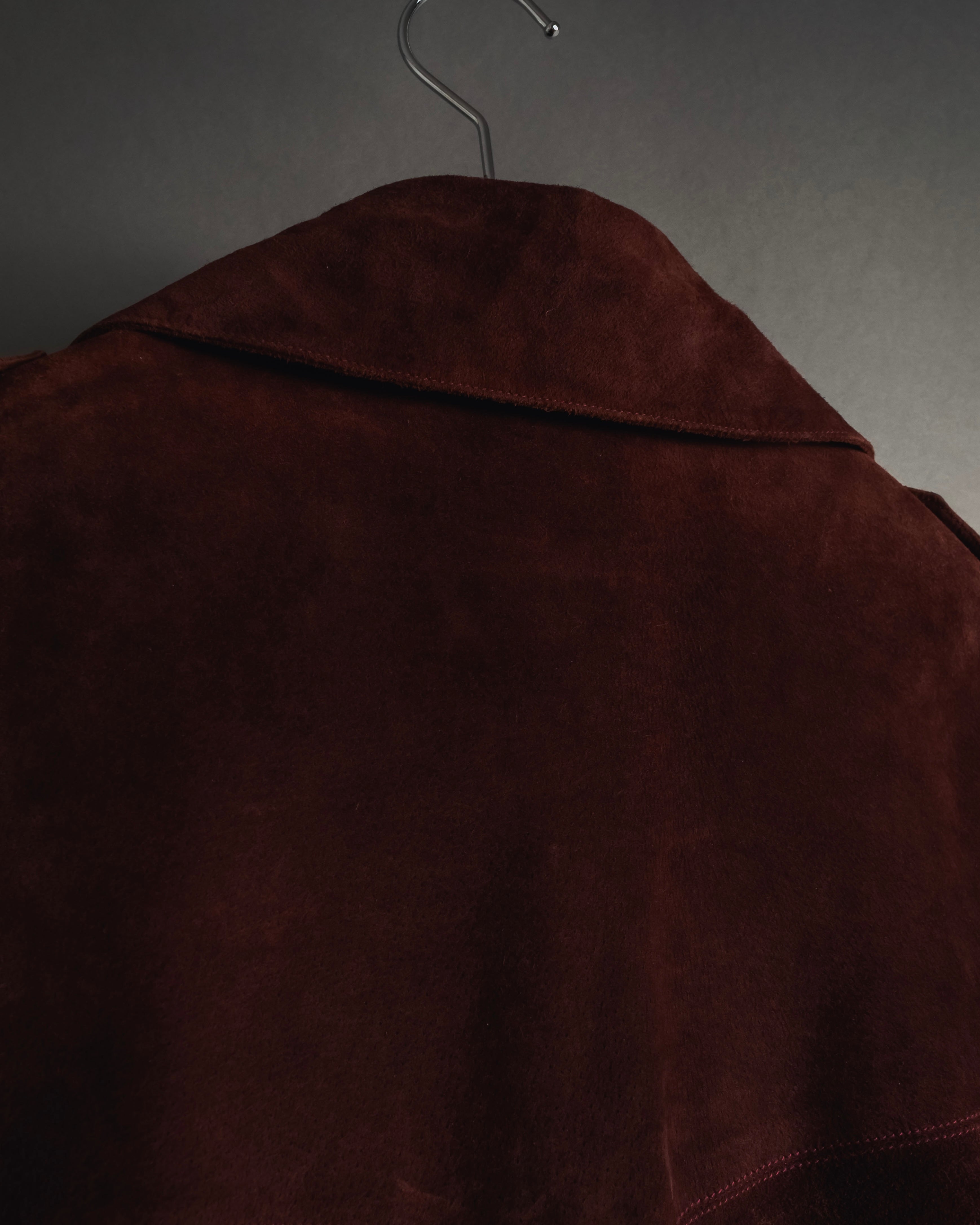 -SPECIAL- "GUCCI" 70’s Suede leather round collar coat