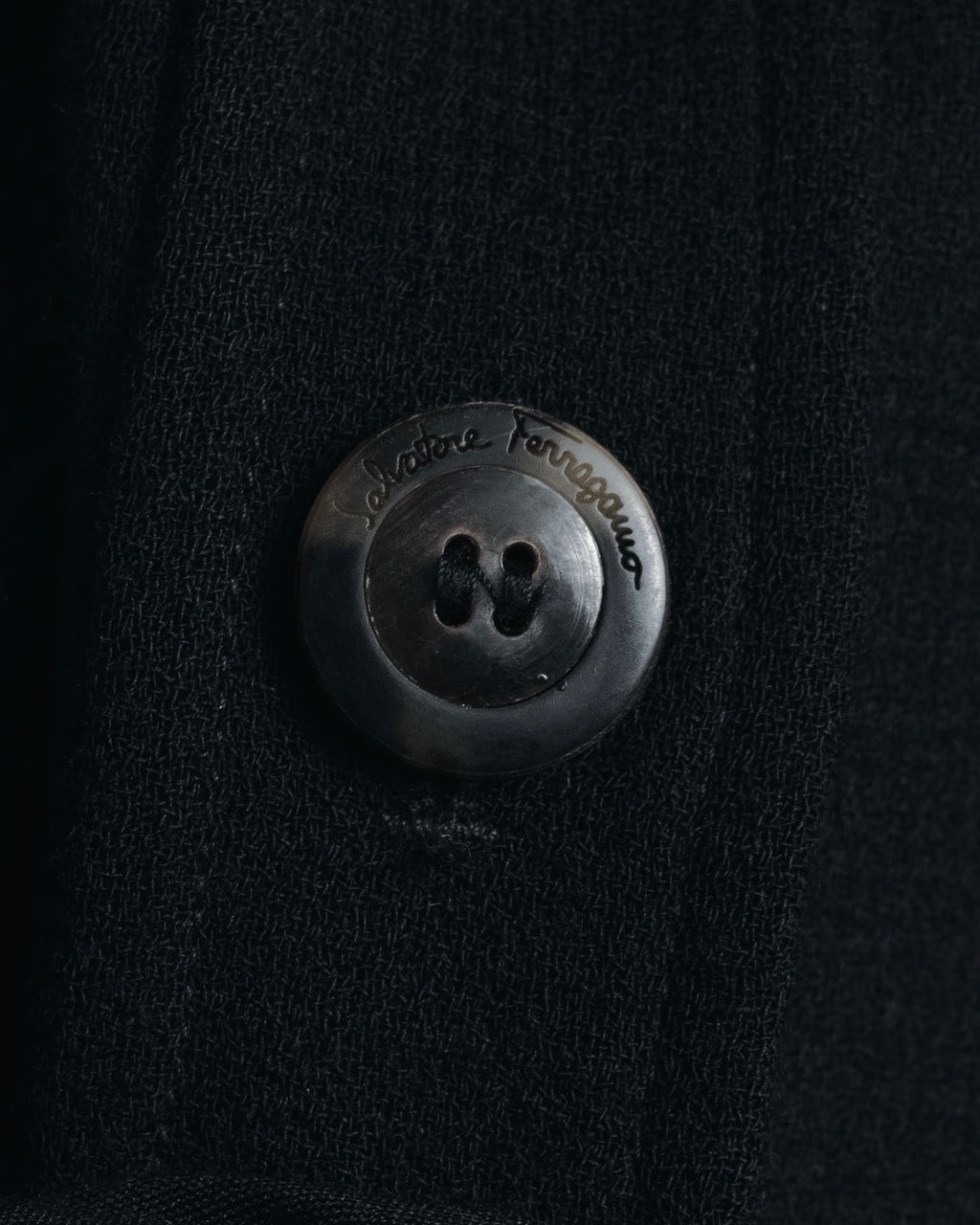 "Salvatore Ferragamo" 90’s signature engraved buttons wool shirt jacket