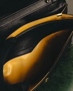 "CELINE" 70's-80's Classic black leather shoulder bag