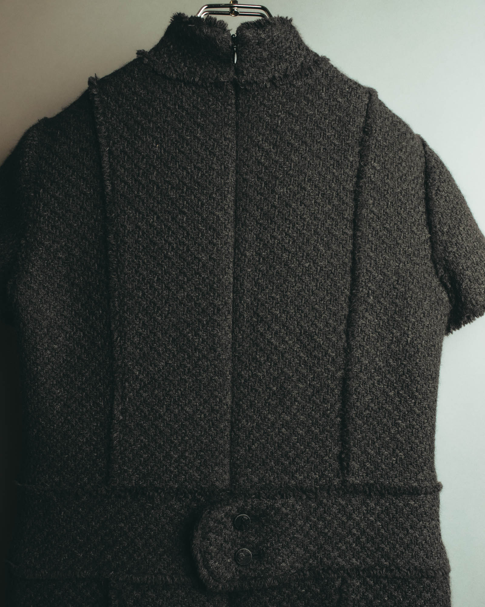 “CHANEL” 04AW textured tweed short sleeve jacket