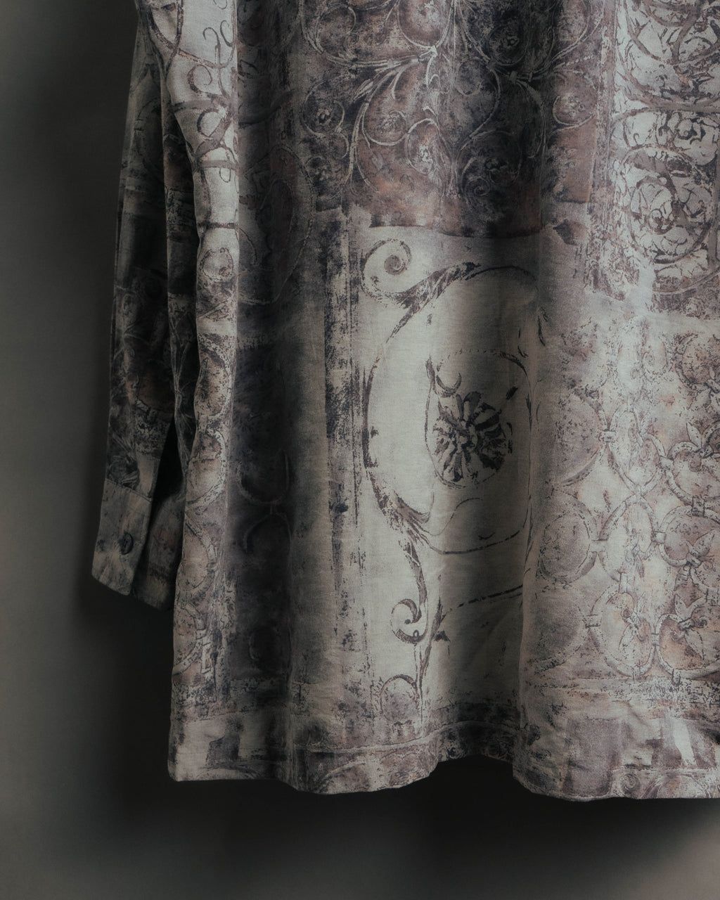 "Christian Dior" 80's-90's Draped rayon patterned shirt