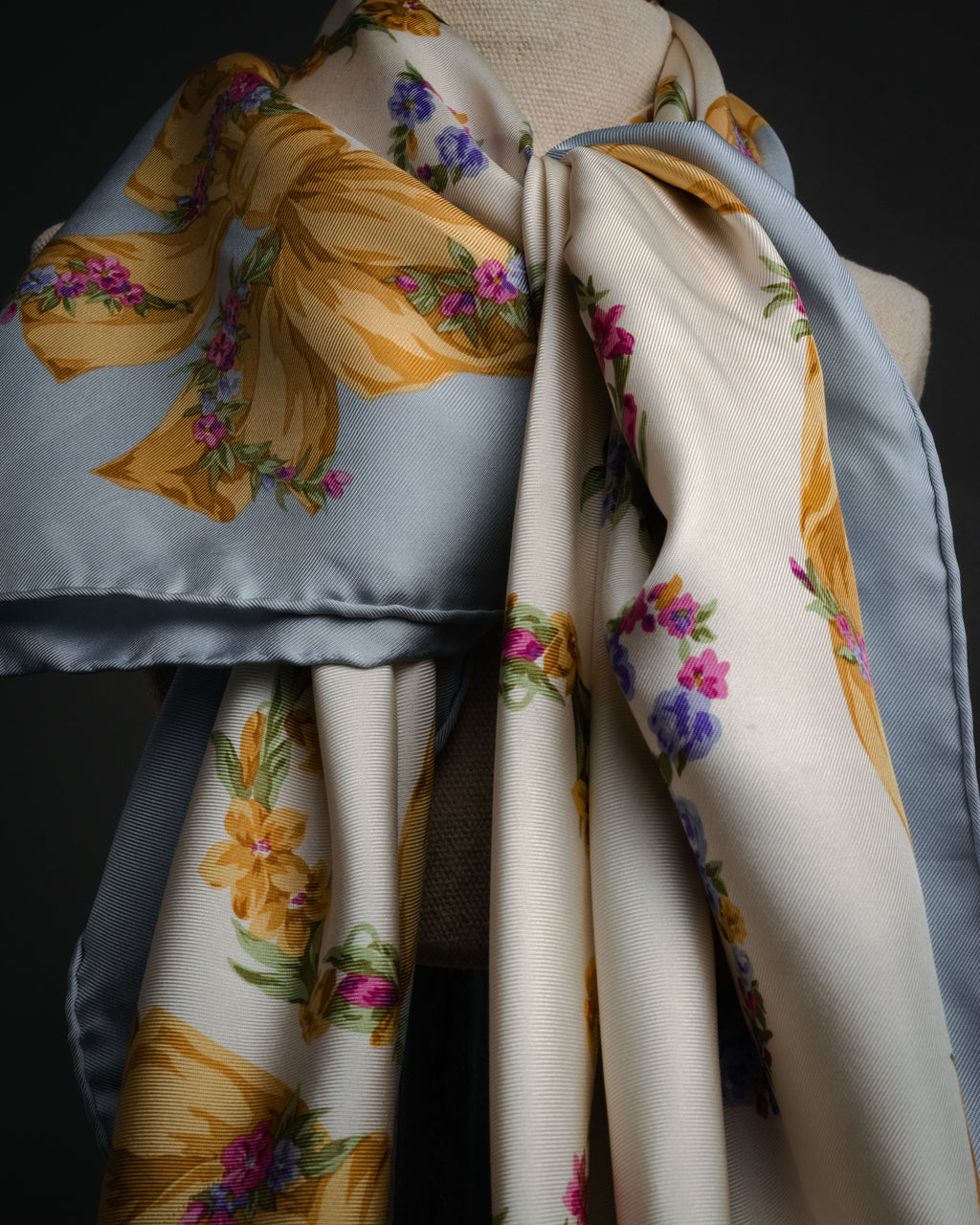 “Christian Dior” 90’s Floral logo silk scarf