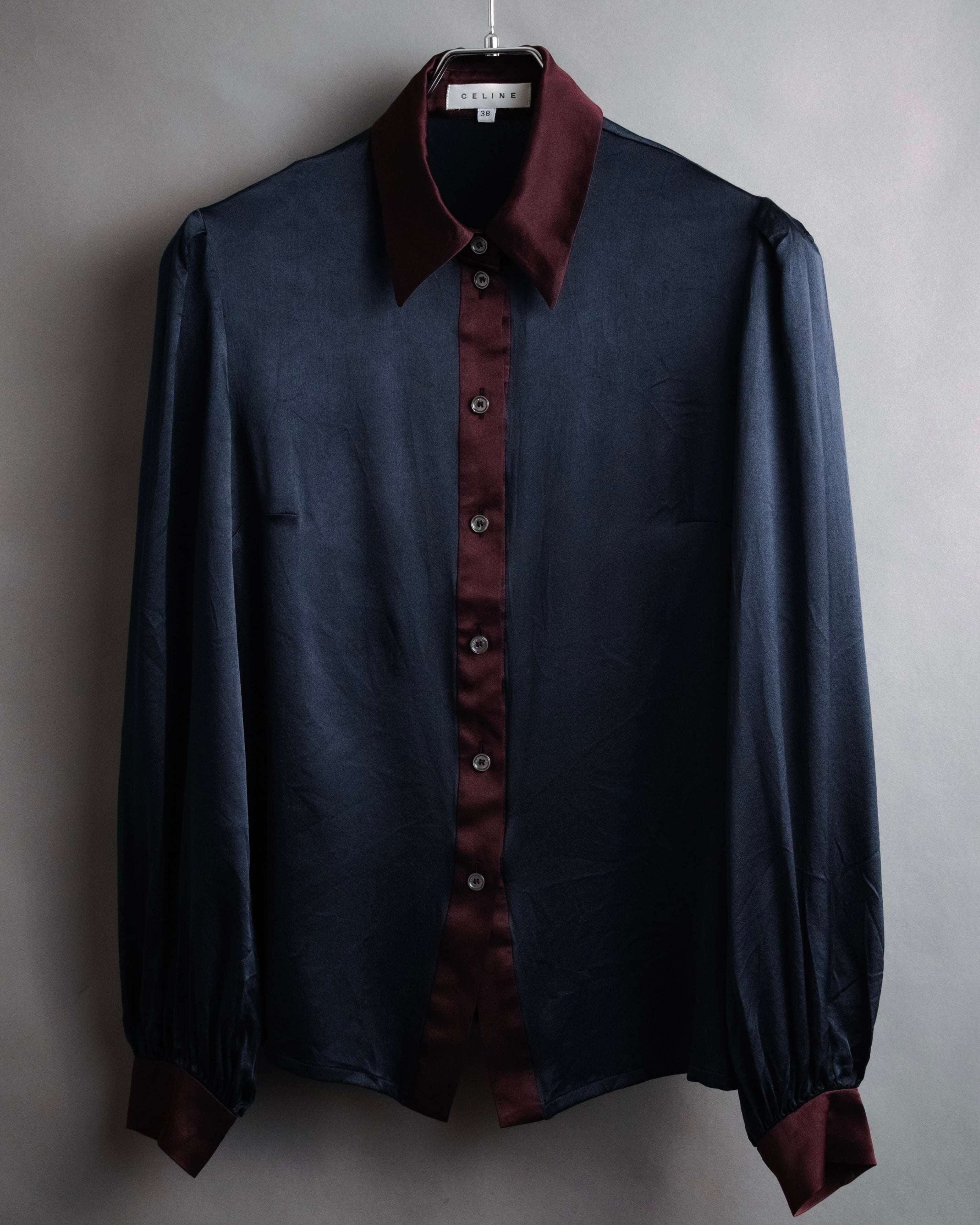 “CELINE” 90’s-00’s Silk cleric blouse