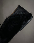 “sergio rossi” 2010’s Fur covered square toe loafers