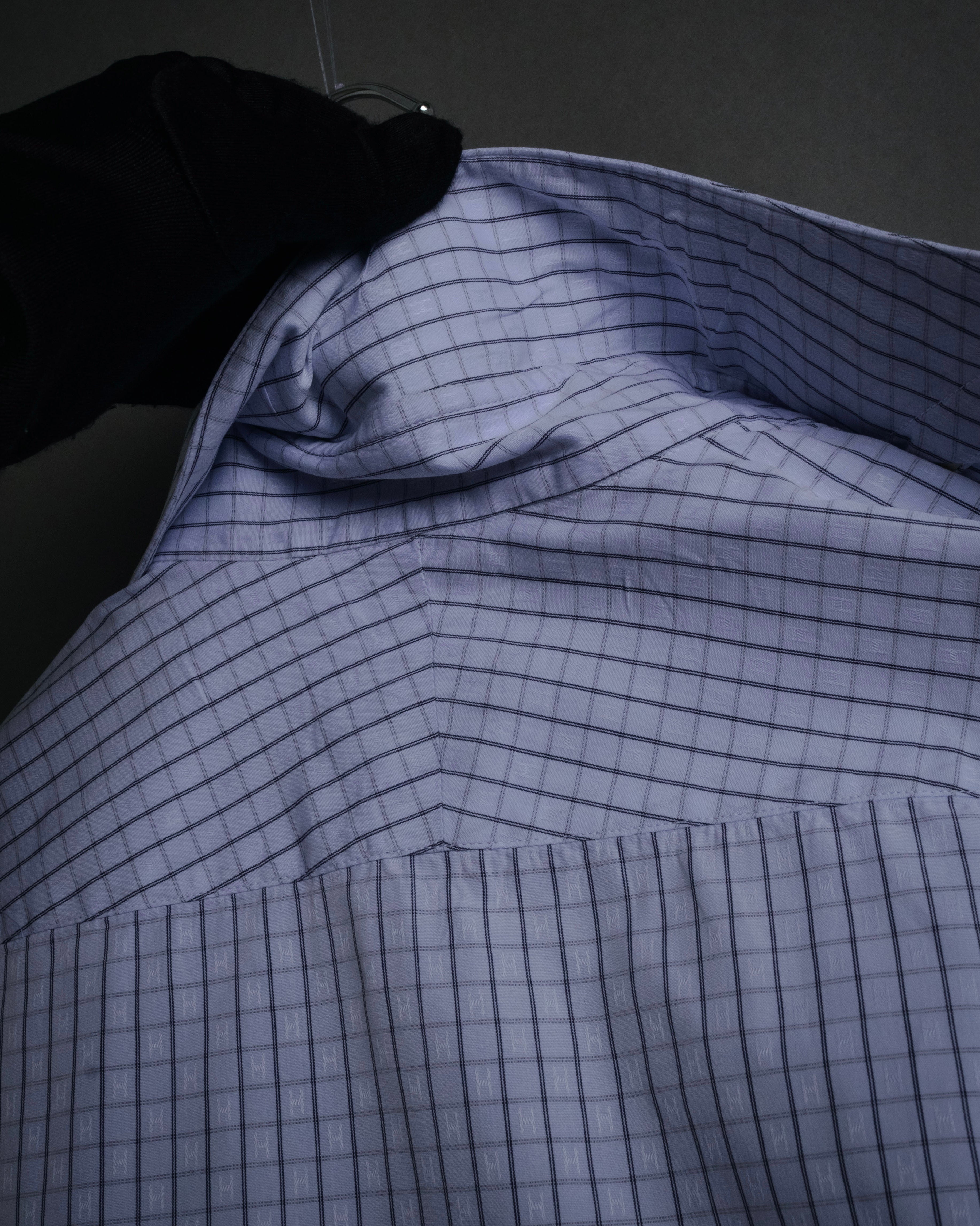 “HERMÈS” 2000-2008 H jacquard leather cuff shirt