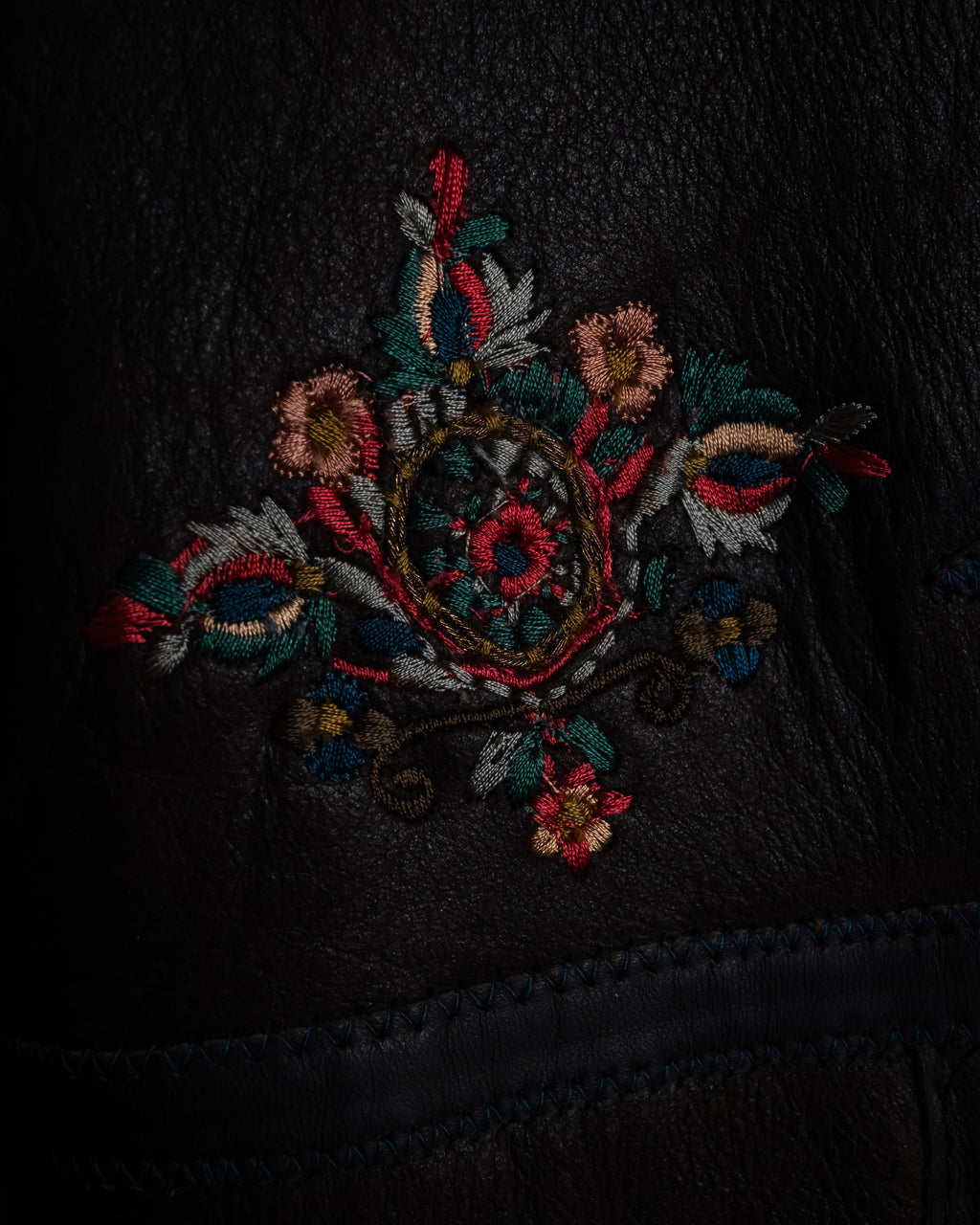 “KENZO” 80’s Folkloric shearling-lined leather long coat