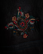 “KENZO” 80’s Folkloric shearling-lined leather long coat