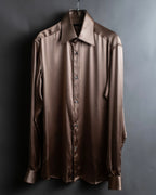 "GUCCI" Ecru beige glossy wide collar shirt