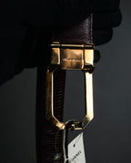 “CHANEL” 90’s Octagon buckle lizard leather belt