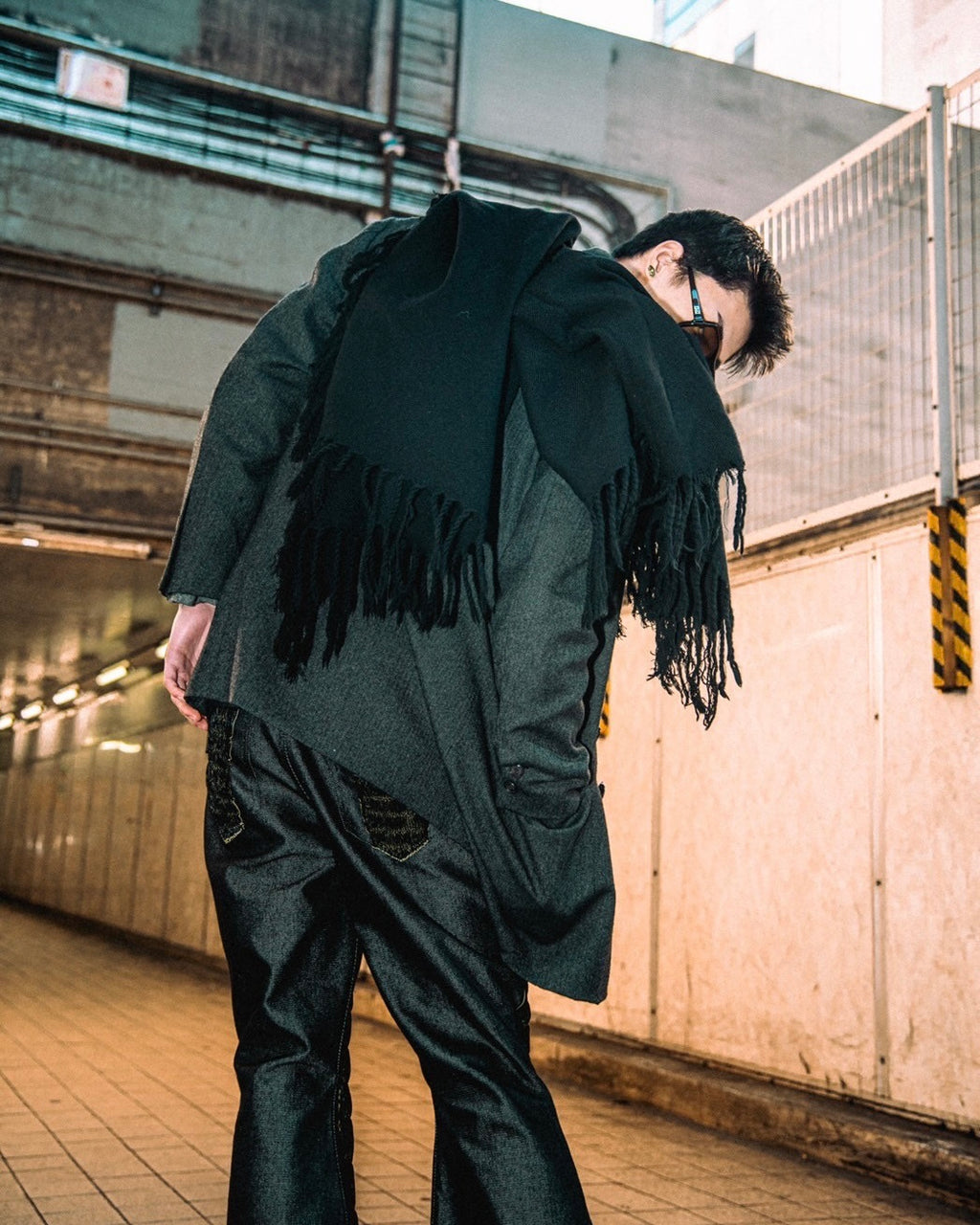 -REF process-
 Velour ruched bell bottoms