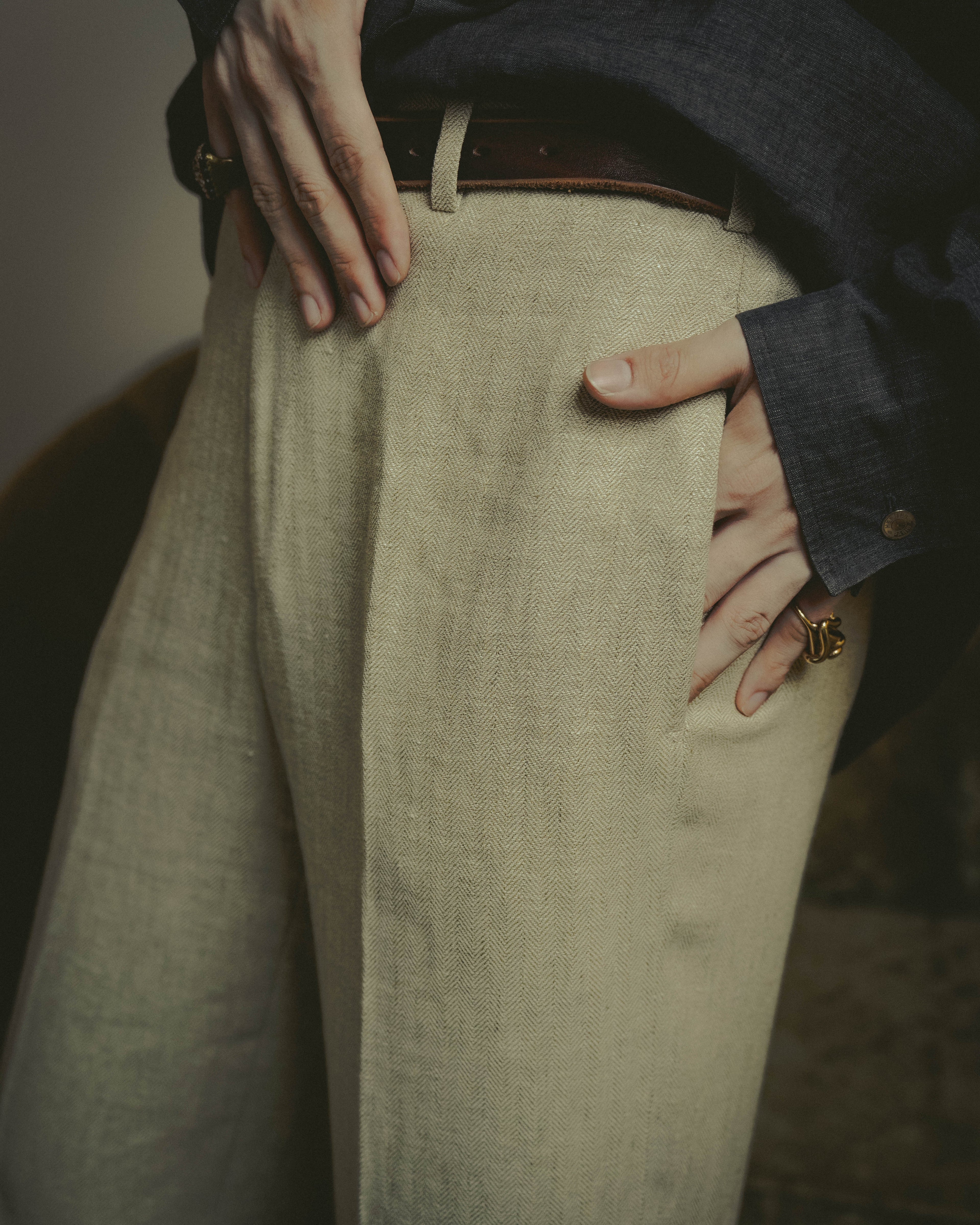 -SPECIAL- “HERMES” 80’s-90’s Herringbone linen suit set