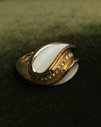 -SPECIAL- “Christian Dior” 80’s-90’s Germany white enamel rhinestone dome ring