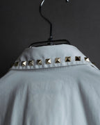 "VALENTINO" Stud detail collar white cotton shirt