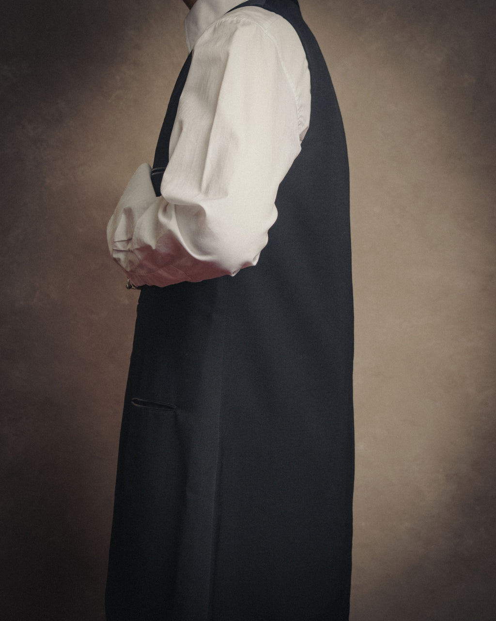 -SPECIAL- “Y’s” 90’s long tailored leather-trimmed vest