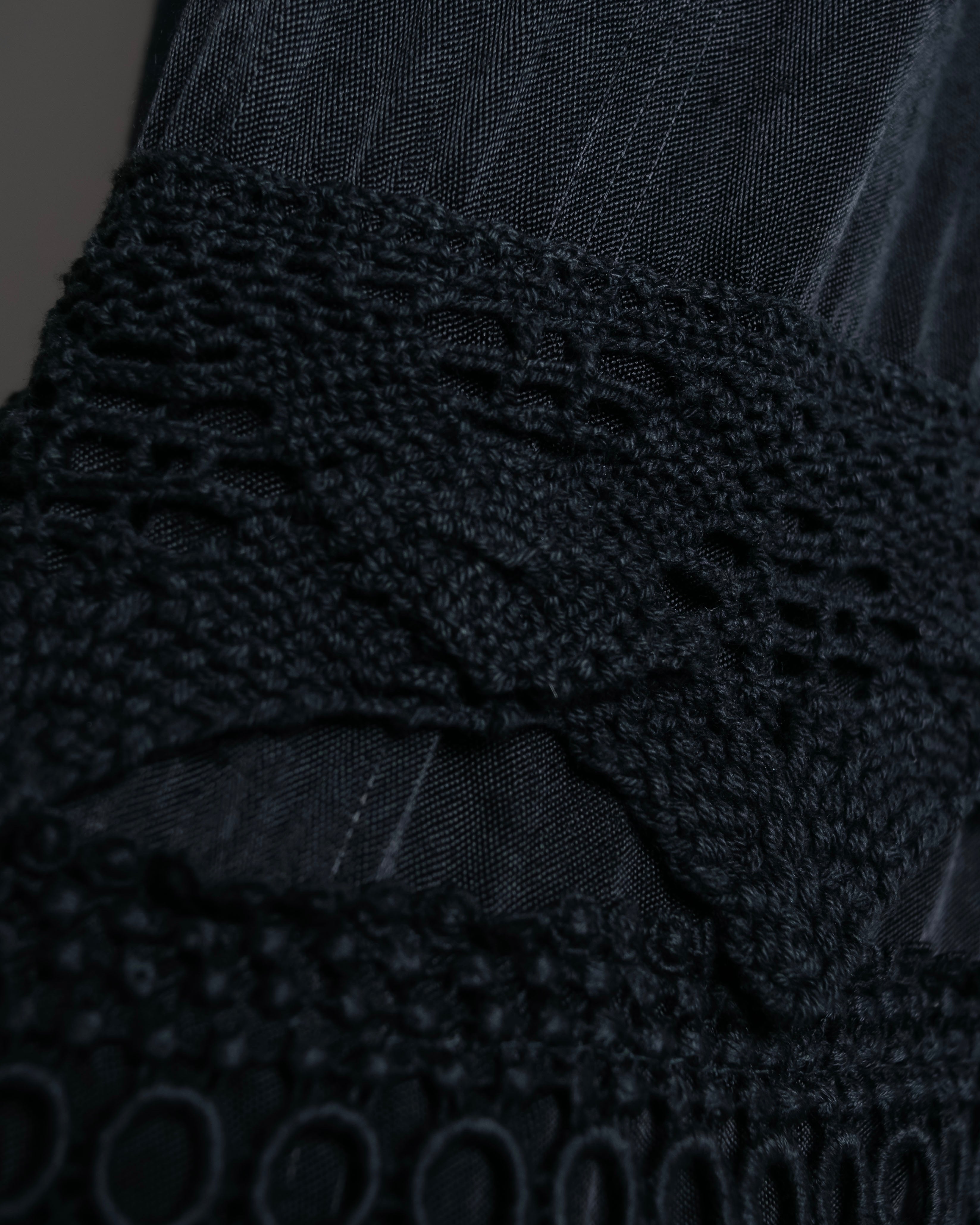 "LIMI feu" Knitted lace design belted sleeveless dress