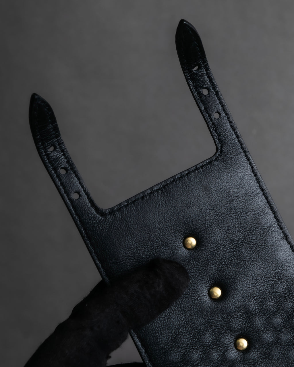 "Dior" Pearl＆gold stud design leather brace