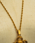 -SPECIAL- "YVES SAINT LAURENT" 80's-90's Baroque pearl textured gold pendant necklace