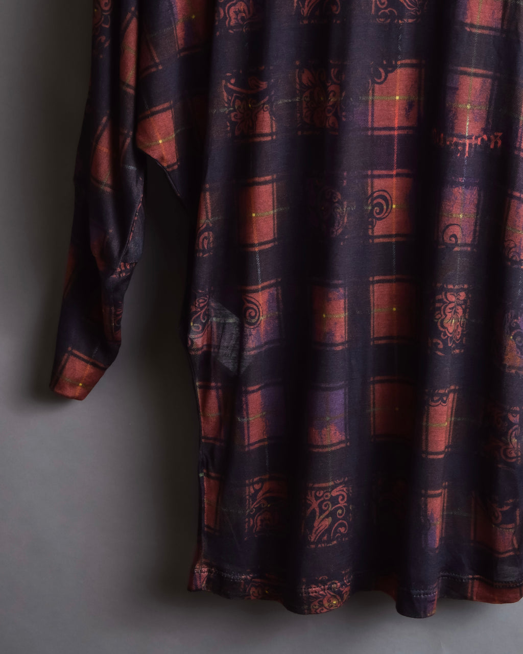 "John Galliano" Layered oriental check pattern pullover