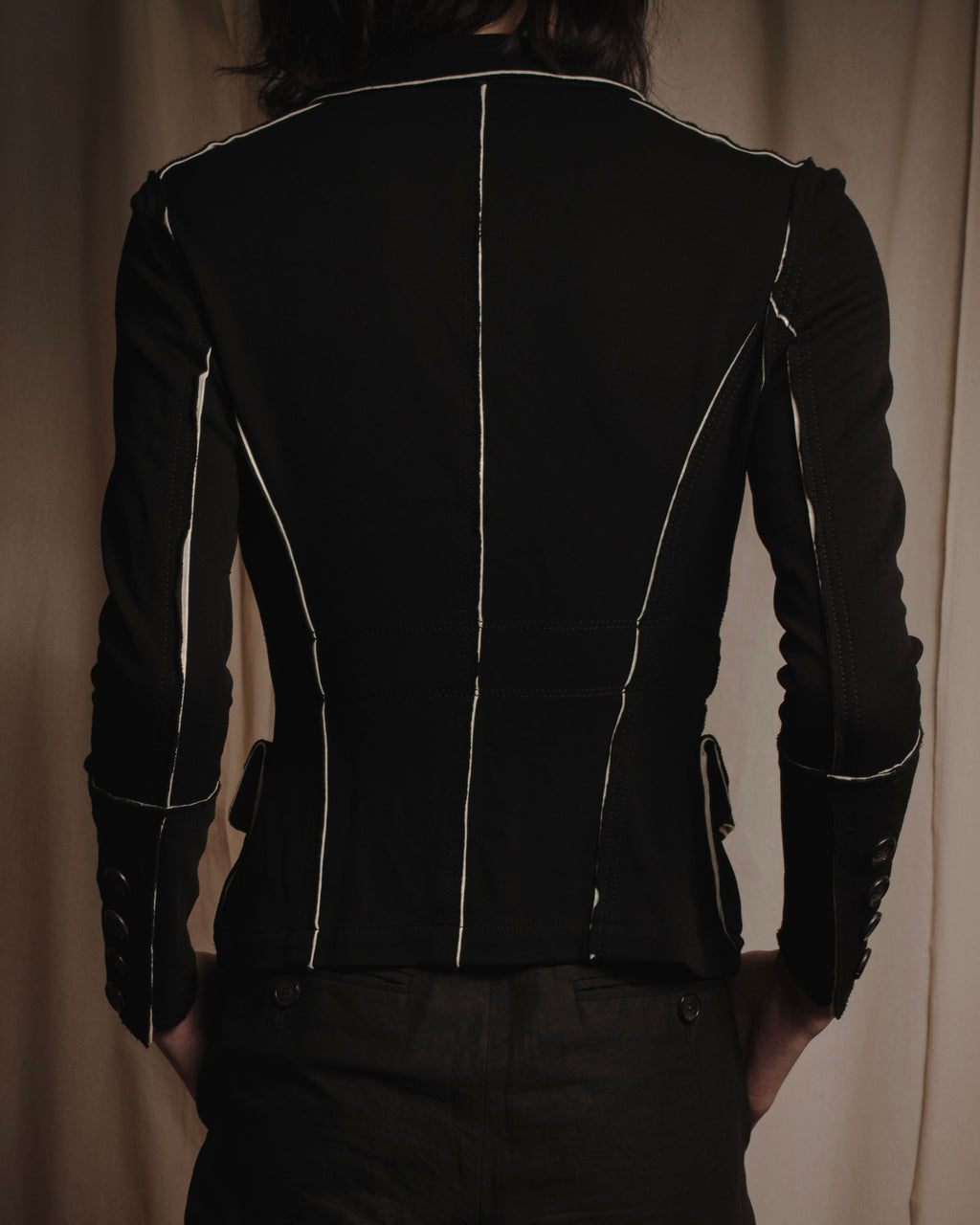 "Donna Karan" Contrast piped tailored jacket