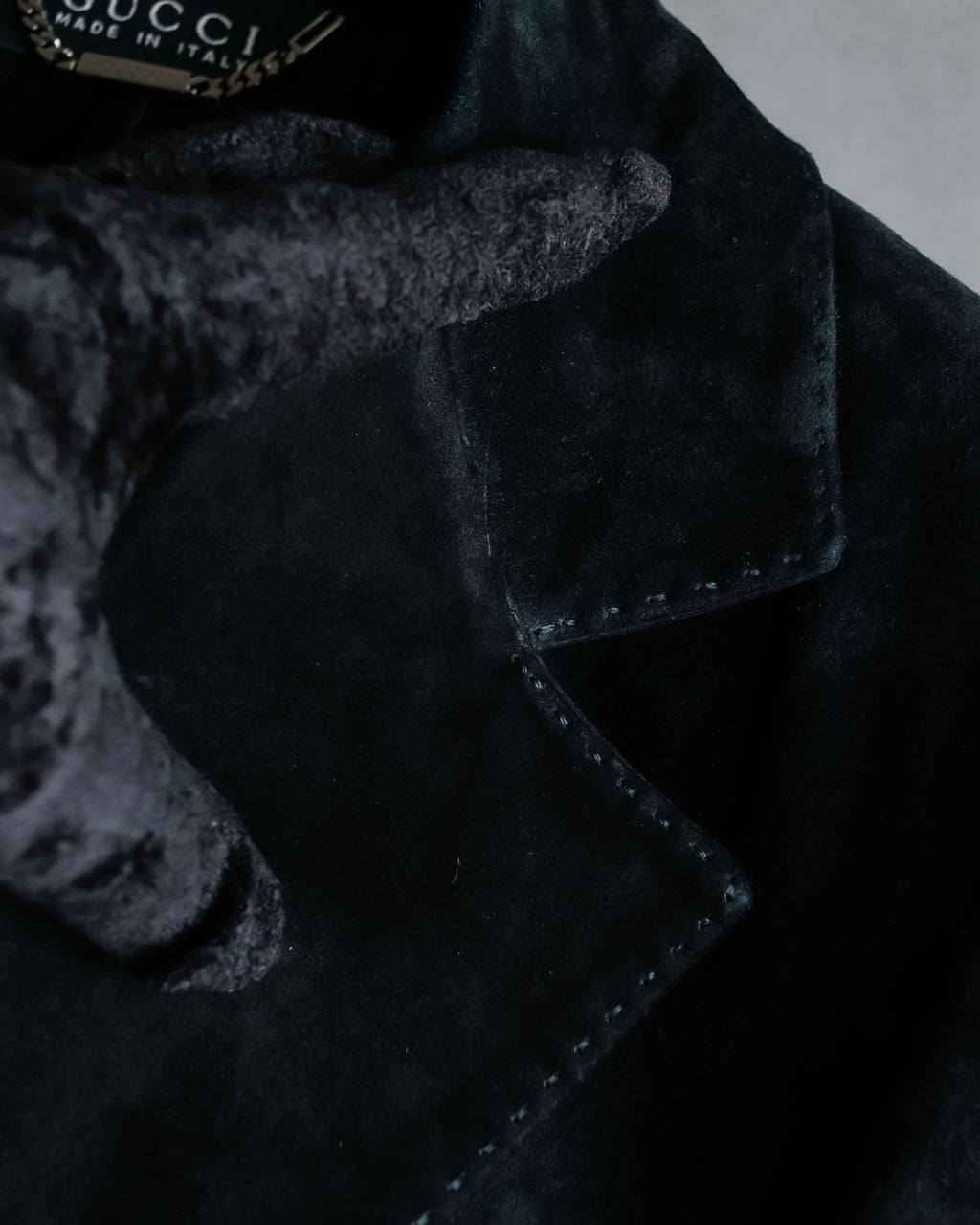 "GUCCI" Stitch design suede tailored jacket