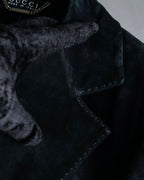 "GUCCI" Stitch design suede tailored jacket
