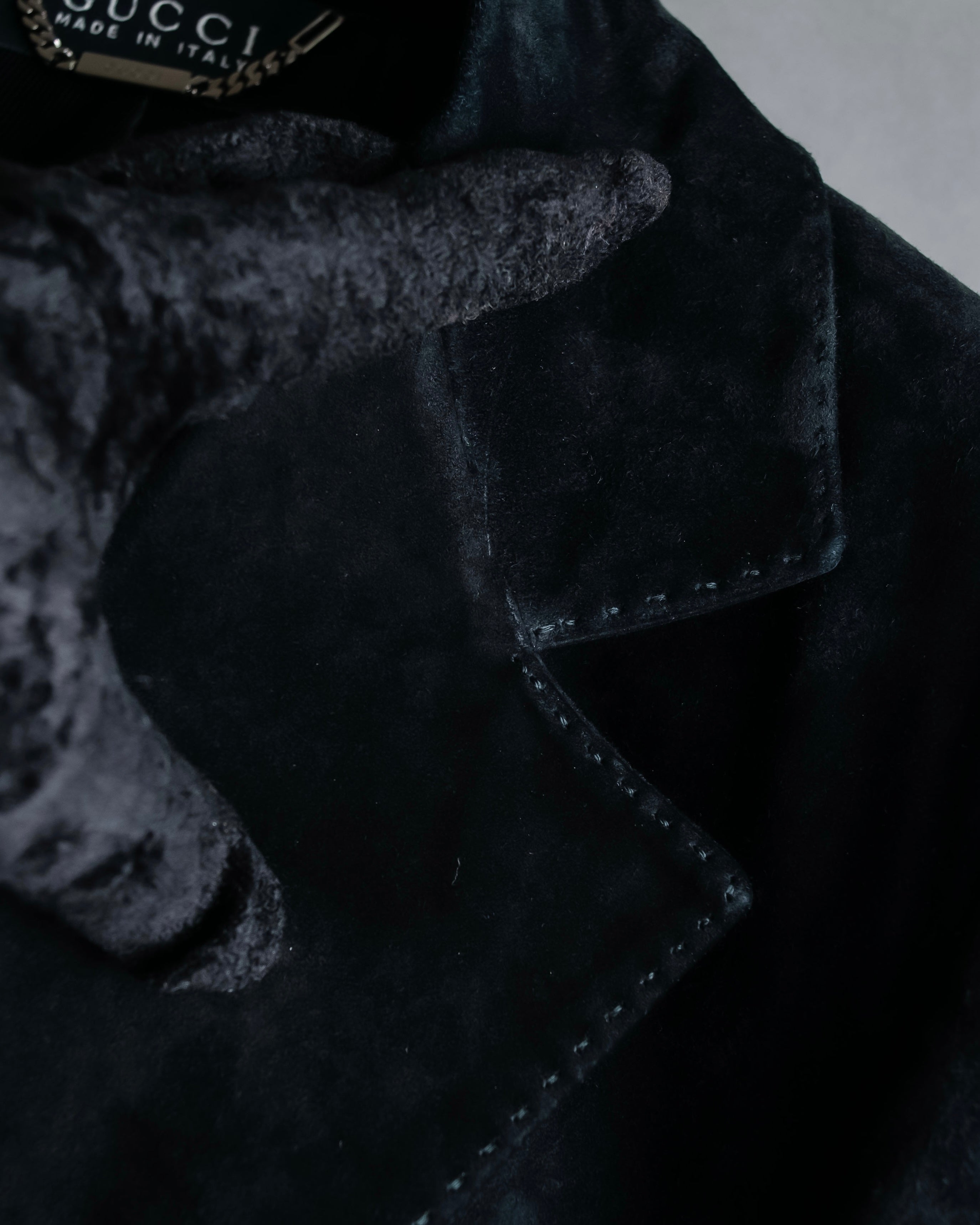 "GUCCI" Stitch design suede tailored jacket