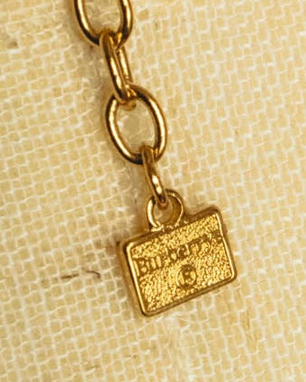 "BURBERRYS" 90's Emerald enamel costume jewelry necklace